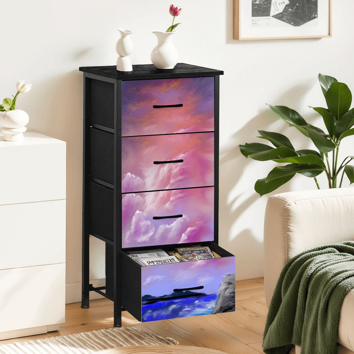 4 Drawer Dresser Pink Hue Sky