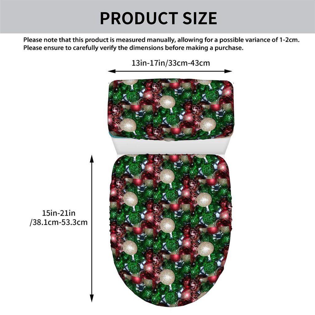 Juego de funda para tapa de inodoro y cubierta de tanque con diseño de adornos navideños "Happy Holidays"